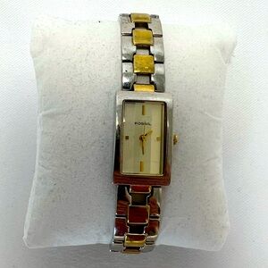 Women's Fossil Two-Tone Stainless Steel with Silver Face and Two-Tone Band